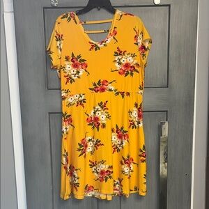 Bobbie Brooks Yellow Floral Midi Dress Size XL